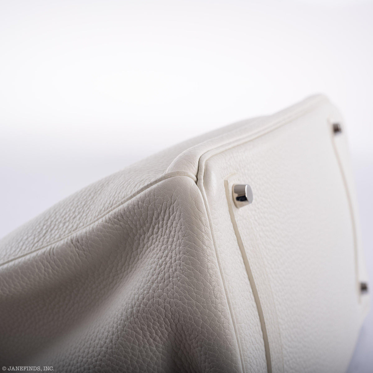 Hermes Birkin 35 White Clemence leather Palladium Hardware - N Square - hardware detail