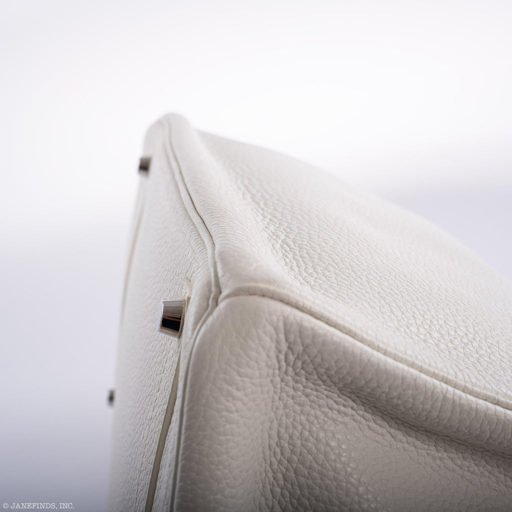 Hermes Birkin 35 White Clemence leather Palladium Hardware - N Square - hardware detail