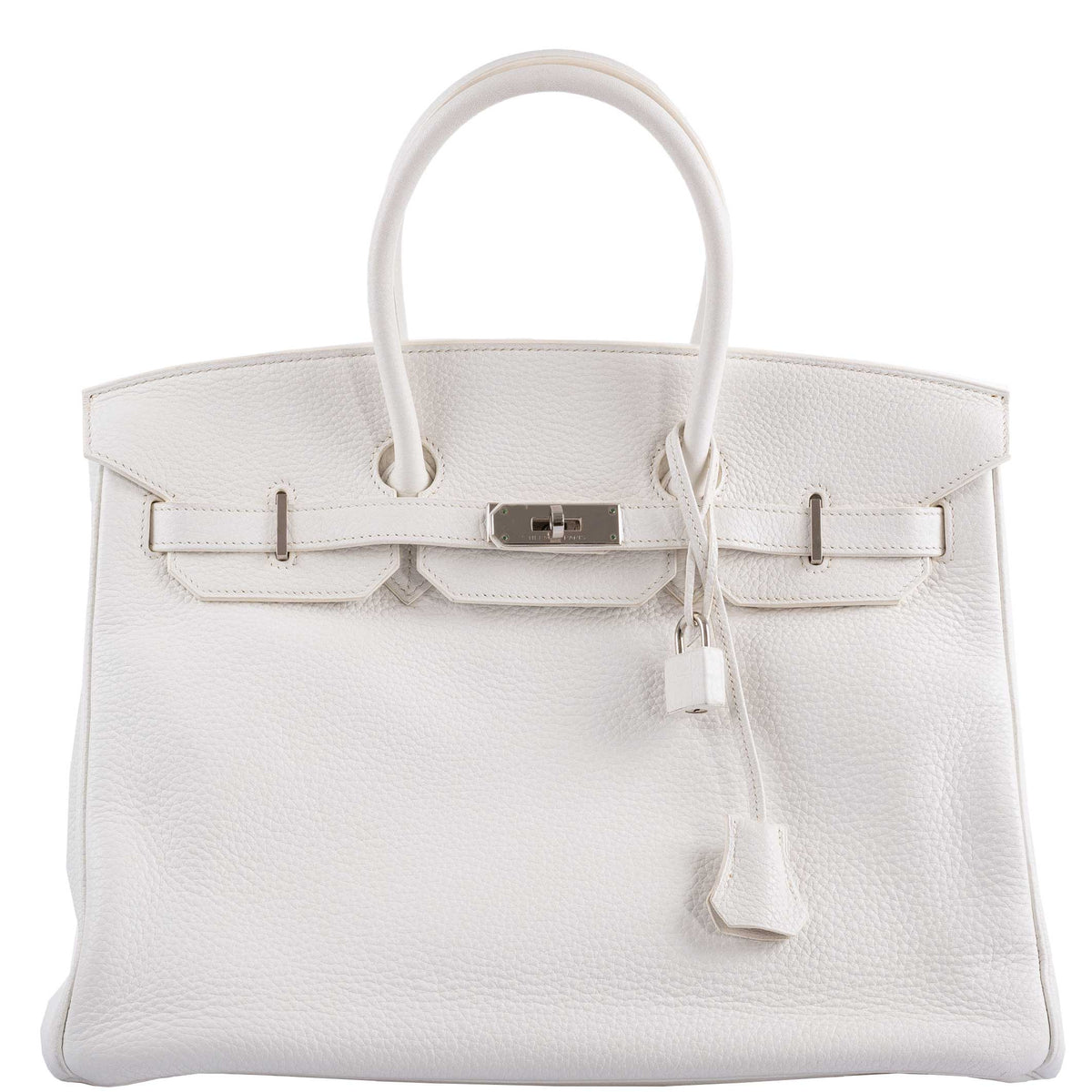 Hermes Birkin 35 White Clemence leather Palladium Hardware - N Square - hardware detail