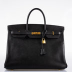 Hermes Birkin 40 Black Epsom Leather Gold Hardware - 2011, Square O - hardware detail