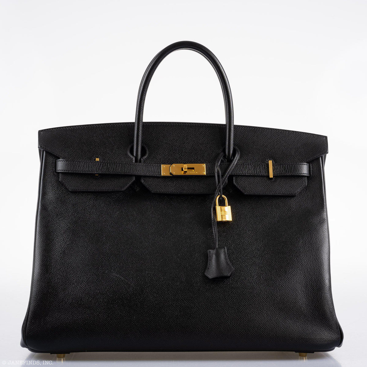 Hermes Birkin 40 Black Epsom Leather Gold Hardware - 2011, Square O - hardware detail