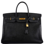 Hermes Birkin 40 Black Epsom Leather Gold Hardware - 2011, Square O - hardware detail