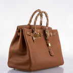 Hermes Birkin 40 Gold Fjord Leather Gold Hardware - Square L - hardware detail