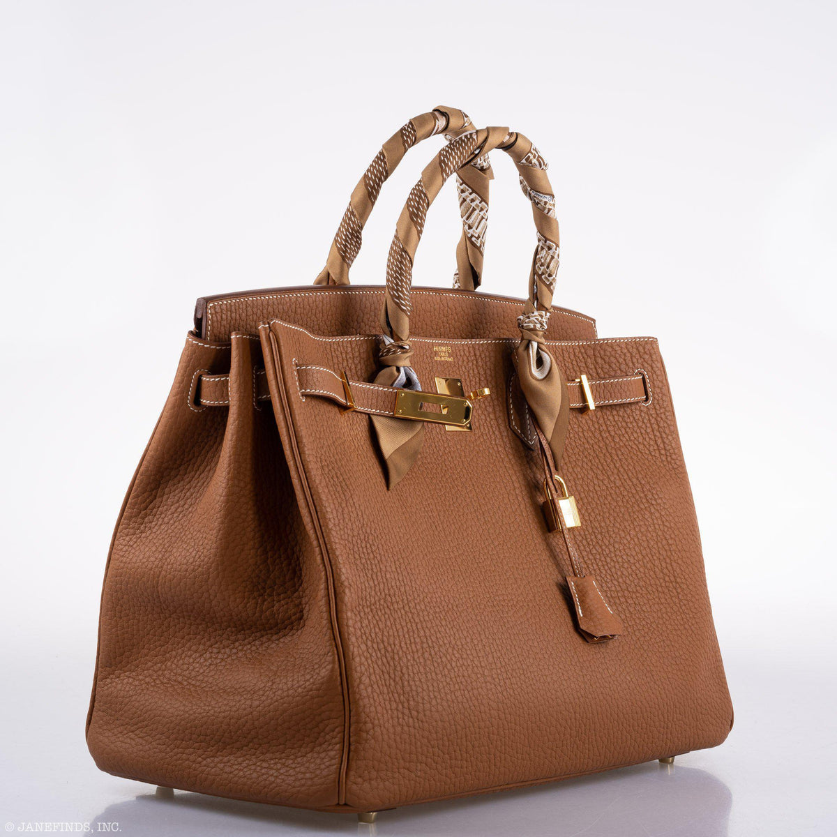 Hermes Birkin 40 Gold Fjord Leather Gold Hardware - Square L - hardware detail