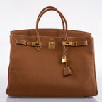 Hermes Birkin 40 Gold Fjord Leather Gold Hardware - Square L - hardware detail