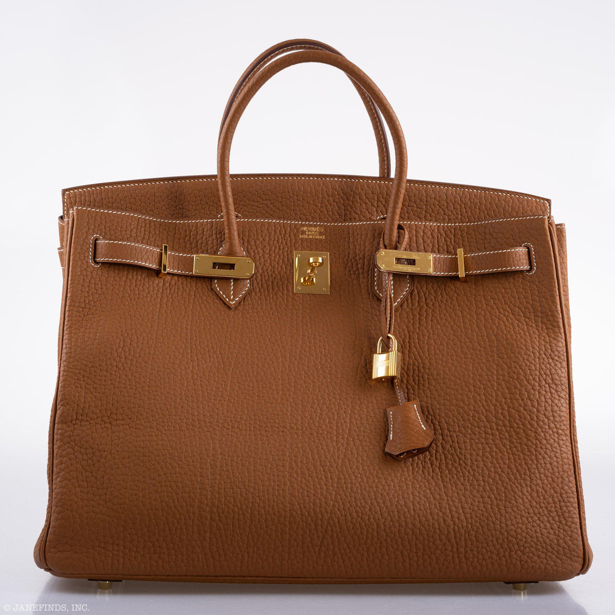 Hermes Birkin 40 Gold Fjord Leather Gold Hardware - Square L - hardware detail