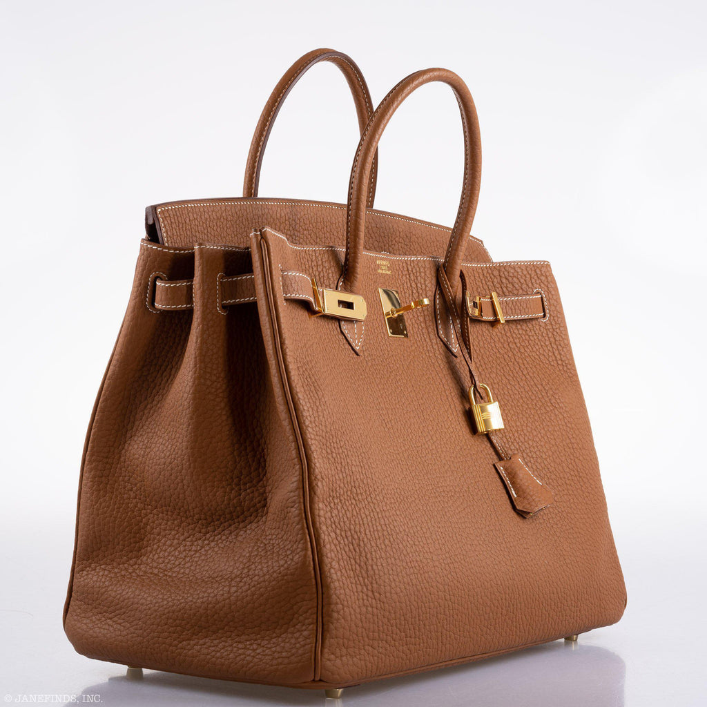 Hermes Birkin 40 Gold Fjord Leather Gold Hardware - Square L - hardware detail