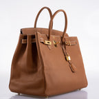Hermes Birkin 40 Gold Fjord Leather Gold Hardware - Square L - hardware detail