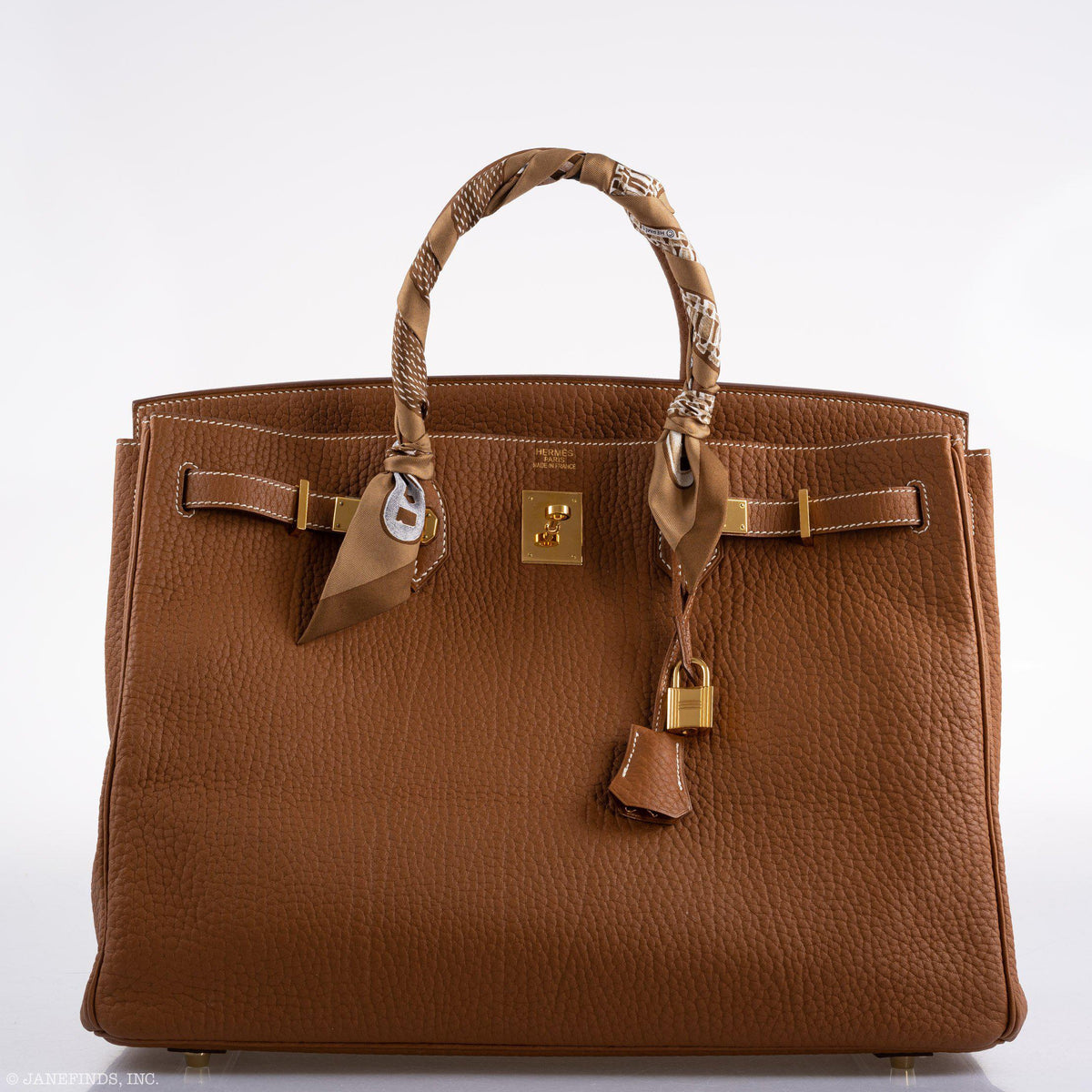 Hermes Birkin 40 Gold Fjord Leather Gold Hardware - Square L - hardware detail