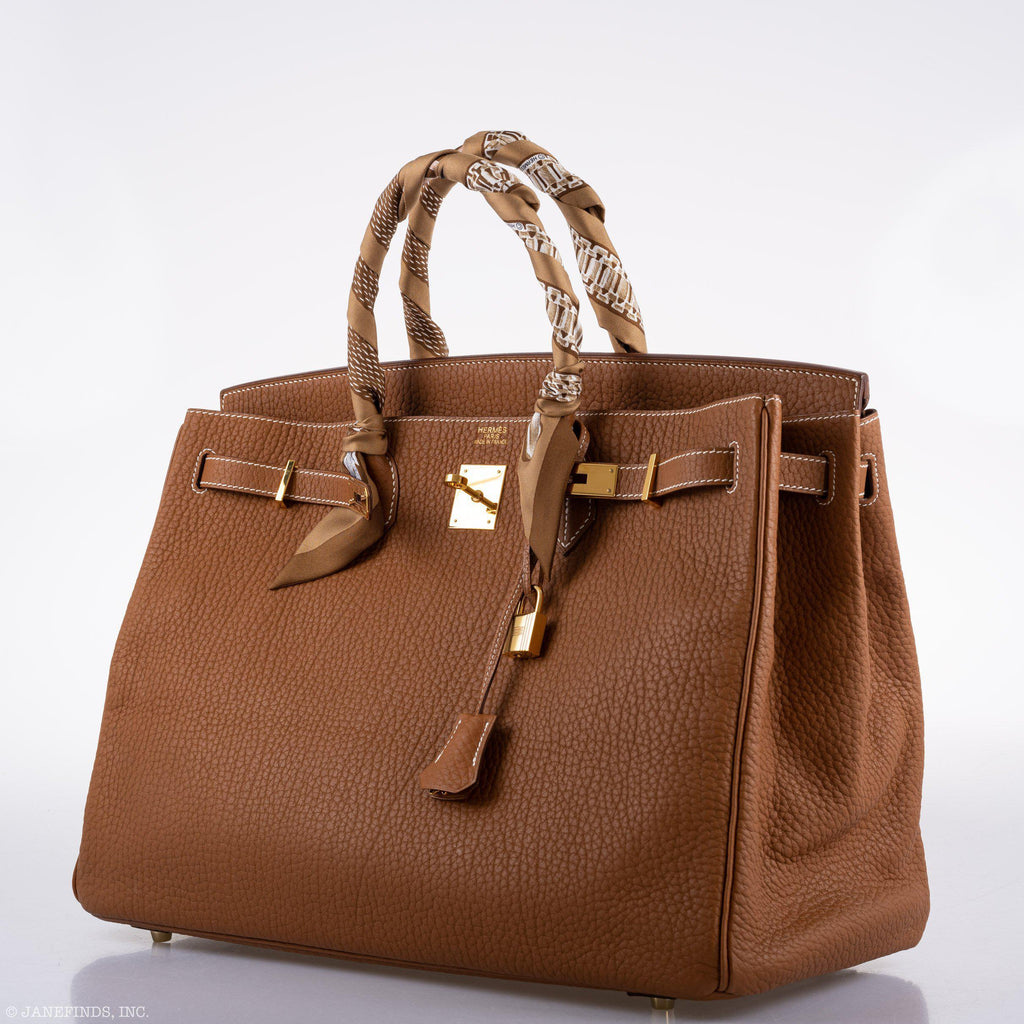 Hermes Birkin 40 Gold Fjord Leather Gold Hardware - Square L - hardware detail