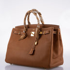 Hermes Birkin 40 Gold Fjord Leather Gold Hardware - Square L - hardware detail