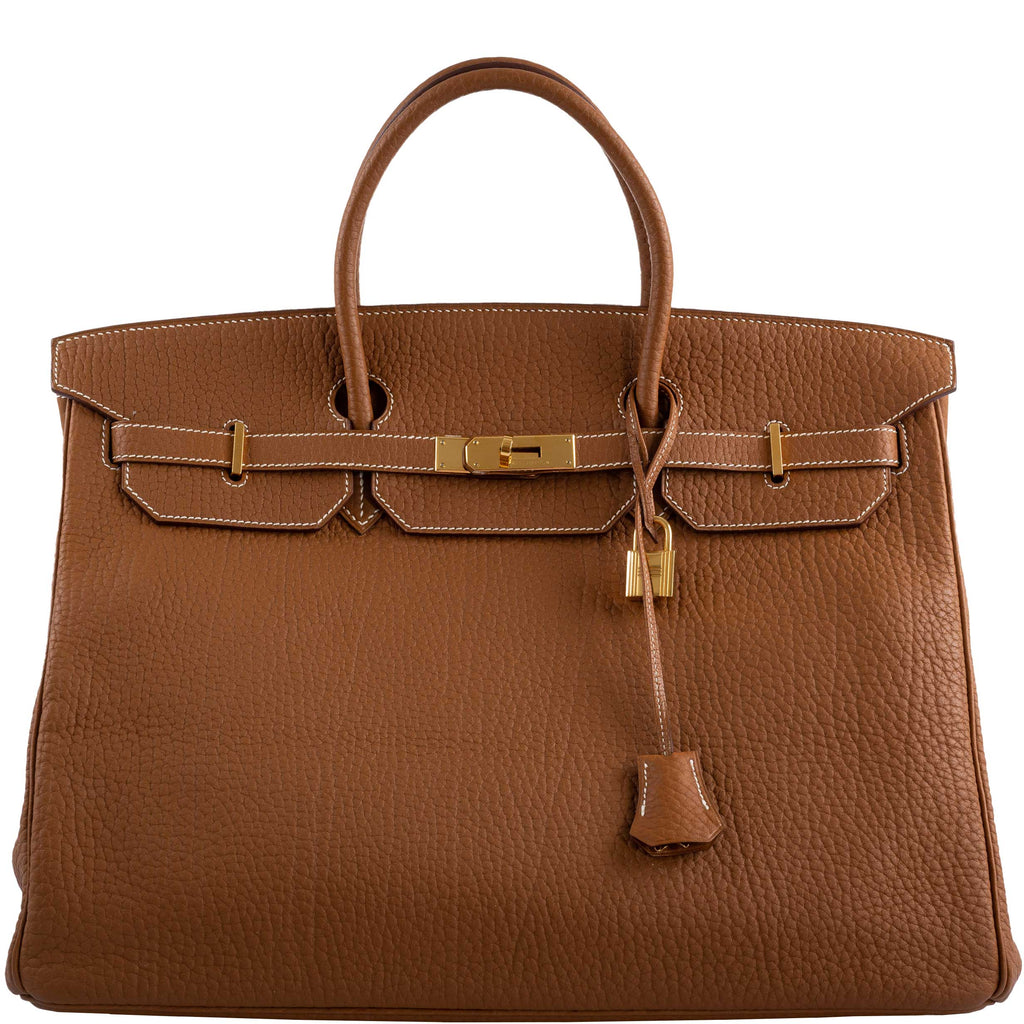 Hermes Birkin 40 Gold Fjord Leather Gold Hardware - Square L - hardware detail