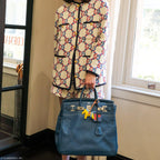 Hermes Birkin 40 HAC Blue Thalassa Togo & White Stitching Palladium Hardware - 2003, G Square - hardware detail