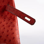 Hermes Birkin 40 Rouge Vif Ostrich with Gold Hardware - 1993, W Circle - hardware detail