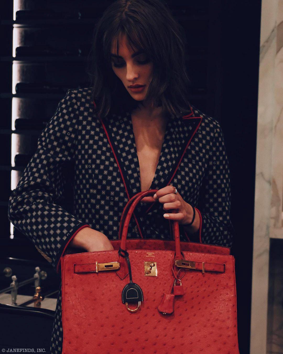 Hermes Birkin 40 Rouge Vif Ostrich with Gold Hardware - 1993, W Circle - hardware detail