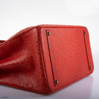 Hermes Birkin 40 Rouge Vif Ostrich with Gold Hardware - 1993, W Circle - hardware detail