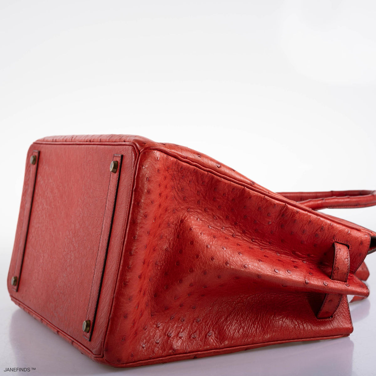 Hermes Birkin 40 Rouge Vif Ostrich with Gold Hardware - 1993, W Circle - hardware detail