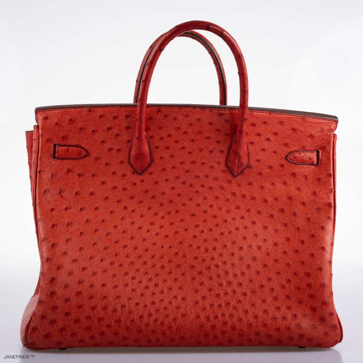 Hermes Birkin 40 Rouge Vif Ostrich with Gold Hardware - 1993, W Circle - hardware detail