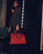 Hermes Birkin 40 Rouge Vif Ostrich with Gold Hardware - 1993, W Circle - hardware detail