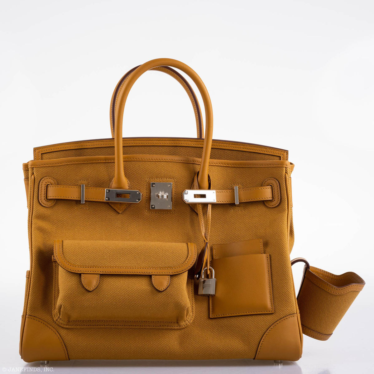 Hermes Birkin Cargo 35 Sesame Swift & Canvas Palladium Hardware - 2020, Y - hardware detail