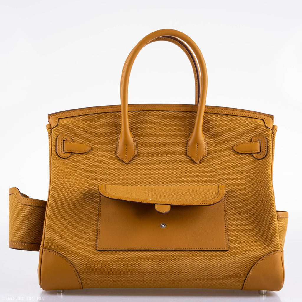 Hermes Birkin Cargo 35 Sesame Swift & Canvas Palladium Hardware - 2020, Y - hardware detail