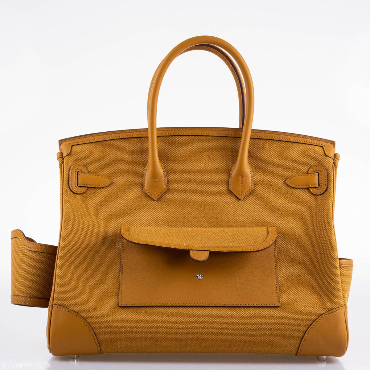 Hermes Birkin Cargo 35 Sesame Swift & Canvas Palladium Hardware - 2020, Y - hardware detail