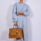 Hermes Birkin Cargo 35 Sesame Swift & Canvas Palladium Hardware - 2020, Y - hardware detail