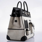 Hermes Cargo HAC Birkin 40 Black Box Toile Palladium Hardware 2021 Z