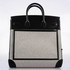 Hermes Cargo HAC Birkin 40 Black Box Toile Palladium Hardware 2021 Z