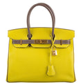 Hermes HSS Birkin 30 Lime & Etoupe Chevre with Gold Hardware - 2013, Q Square - hardware detail