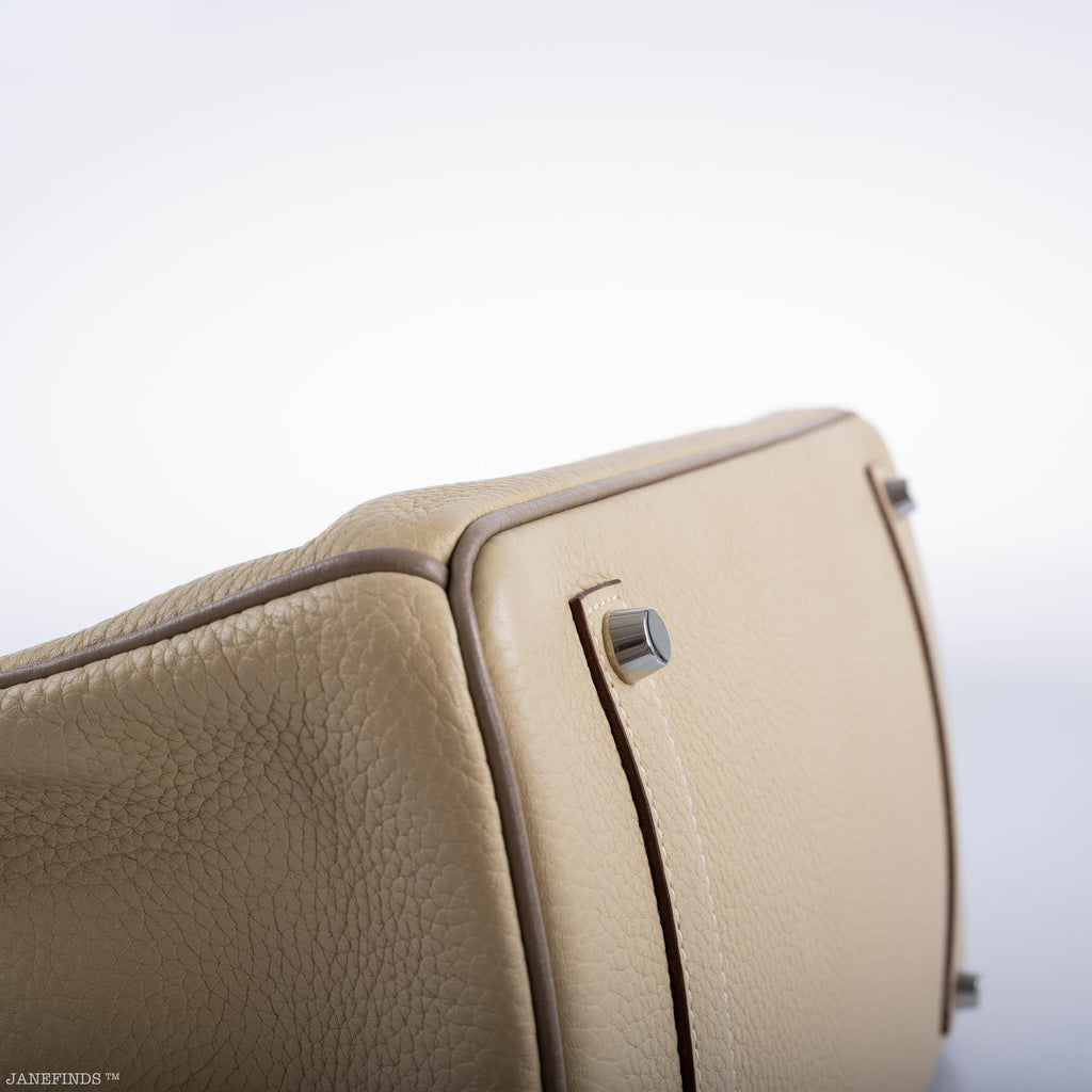 Hermes HSS Birkin 35 Parchemin & Etoupe Epsom with Palladium Hardware - 2010, N Square - hardware detail