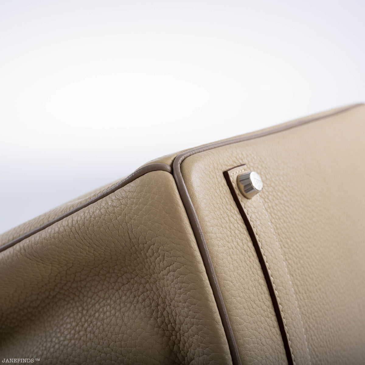 Hermes HSS Birkin 35 Parchemin & Etoupe Epsom with Palladium Hardware - 2010, N Square - hardware detail