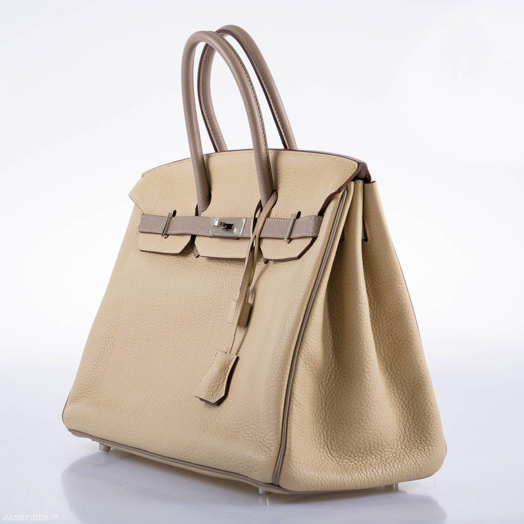 Hermes Birkin 35 HSS Parchemin And Etoupe Epsom Leather Bag bag, product image 4; color, leather and hardware details as shown
