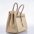 Hermes HSS Birkin 35 Parchemin & Etoupe Epsom with Palladium Hardware - 2010, N Square - hardware detail
