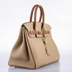 Hermes HSS Birkin 35 Trench & Gold Togo with Brushed Gold Hardware - hardware detail