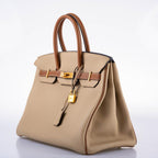 Hermes HSS Birkin 35 Trench & Gold Togo with Brushed Gold Hardware - hardware detail