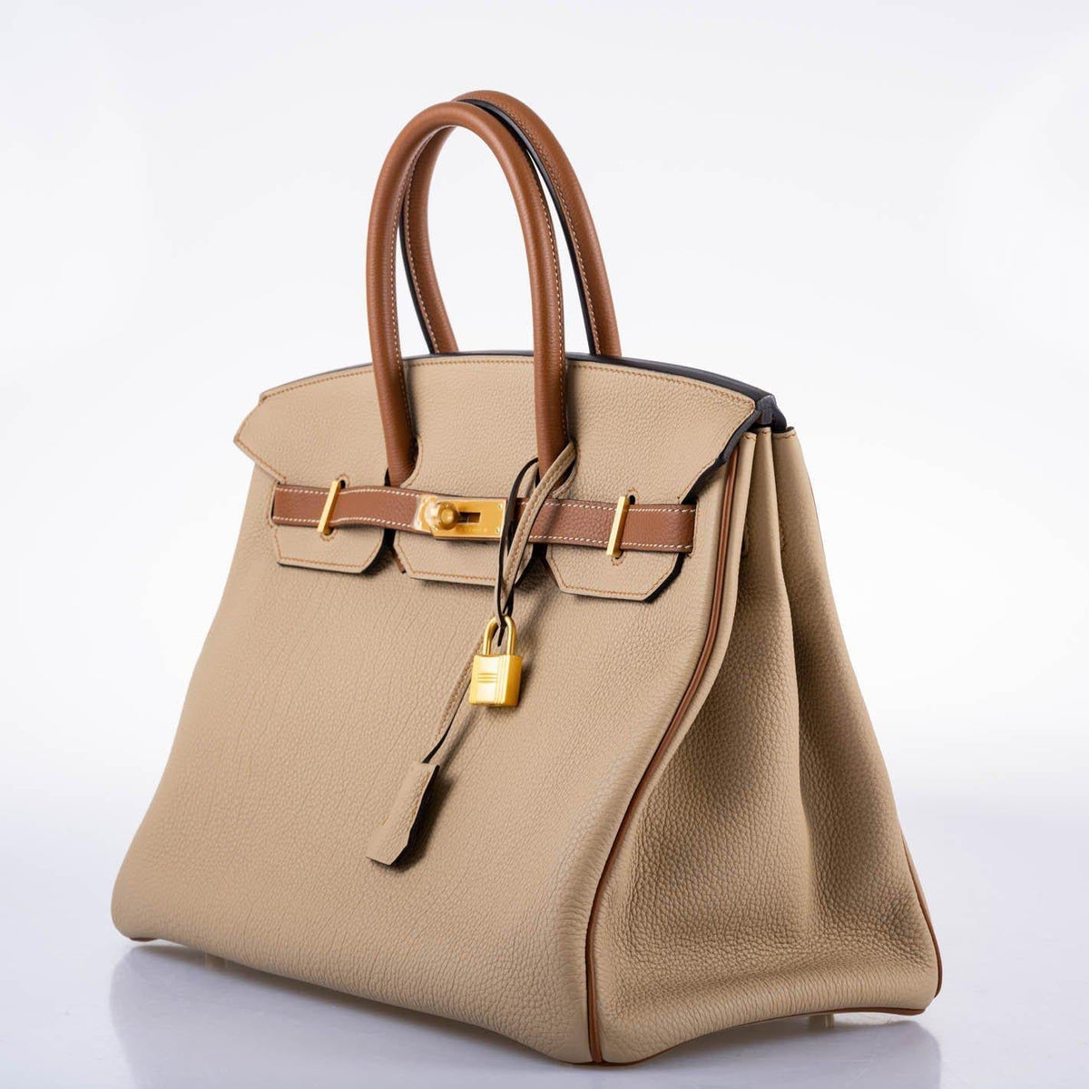 Hermes HSS Birkin 35 Trench & Gold Togo with Brushed Gold Hardware - hardware detail