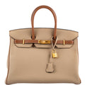 Hermes HSS Birkin 35 Trench & Gold Togo with Brushed Gold Hardware - hardware detail