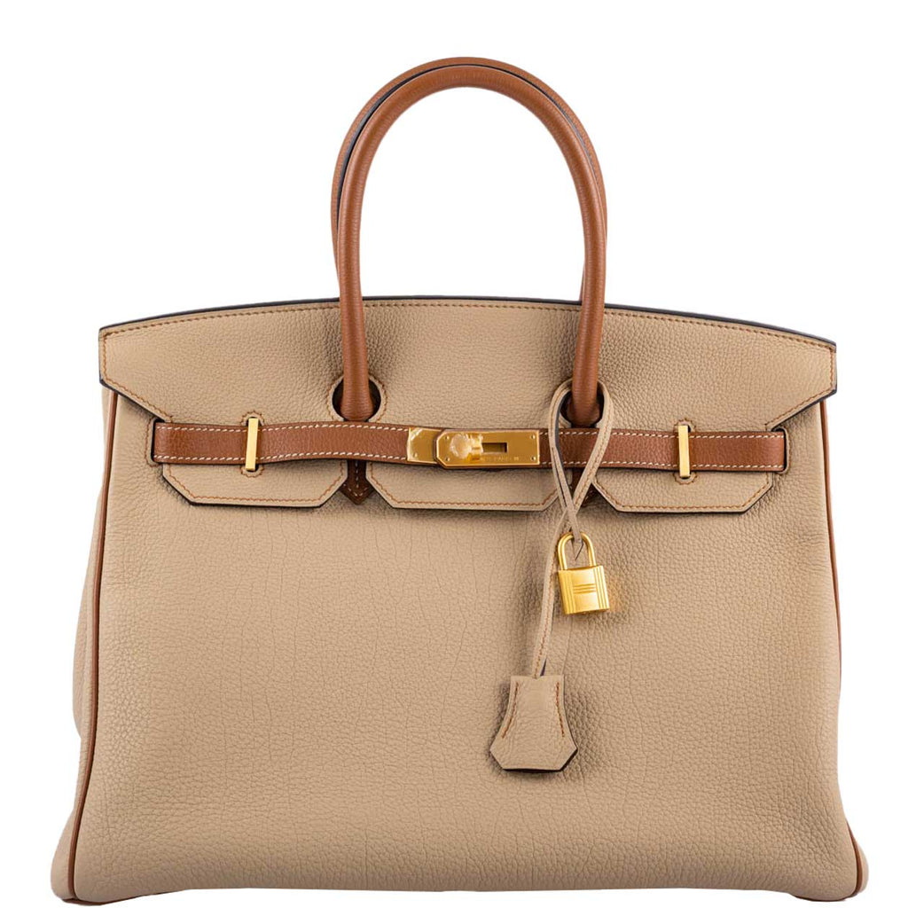 Hermes HSS Birkin 35 in Trench and Gold Togo leather with brushed gold-tone hardware, product photo 1
