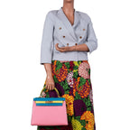 Hermes Kelly 28 Sellier HSS in Rose Confetti, Lime and Blue Aztec Chèvre leather with brushed gold-tone hardware, product photo 2