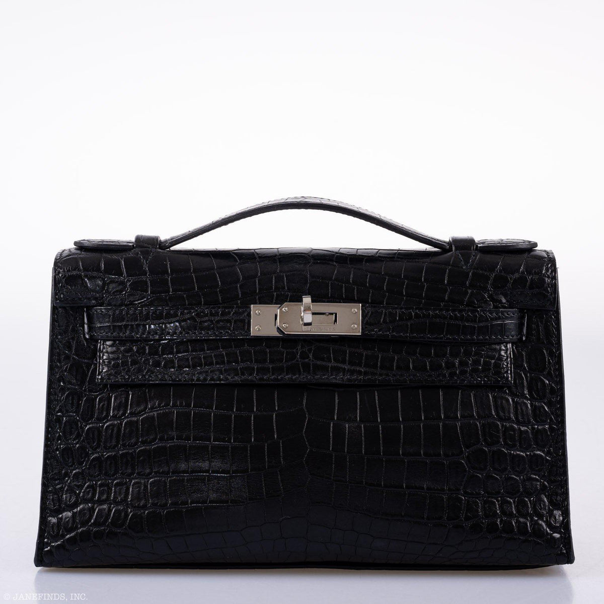 Hermes Kelly Pochette Black Matte Niloticus Crocodile