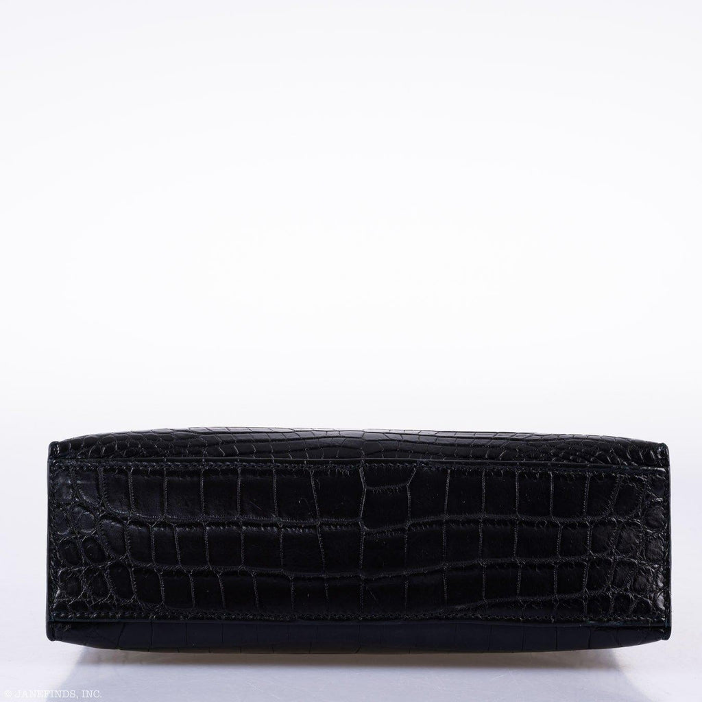 Hermes Kelly Pochette Black Matte Niloticus Crocodile
