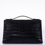 Hermes Kelly Pochette Black Matte Niloticus Crocodile