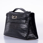 Hermes Kelly Pochette Black Matte Niloticus Crocodile