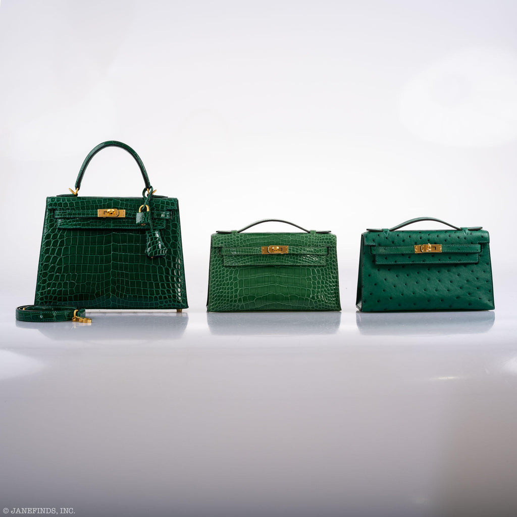 Hermes Kelly Pochette Cactus Alligator, product detail view 13