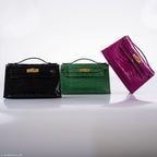 Hermes Kelly Pochette Cactus Alligator, product detail view 14