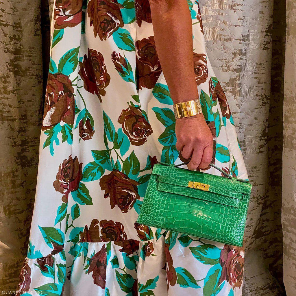 Hermes Kelly Pochette Cactus Alligator, side view