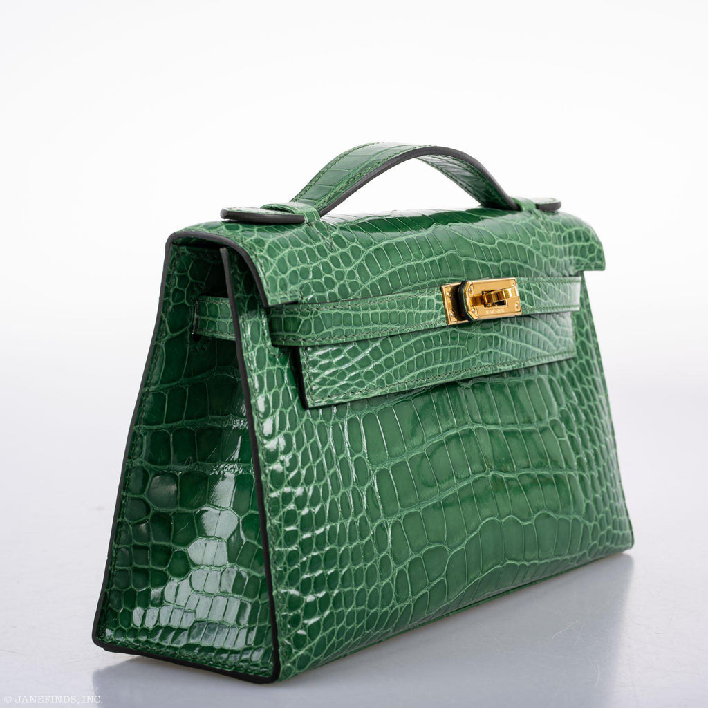 Hermes Kelly Pochette Cactus Alligator, back view