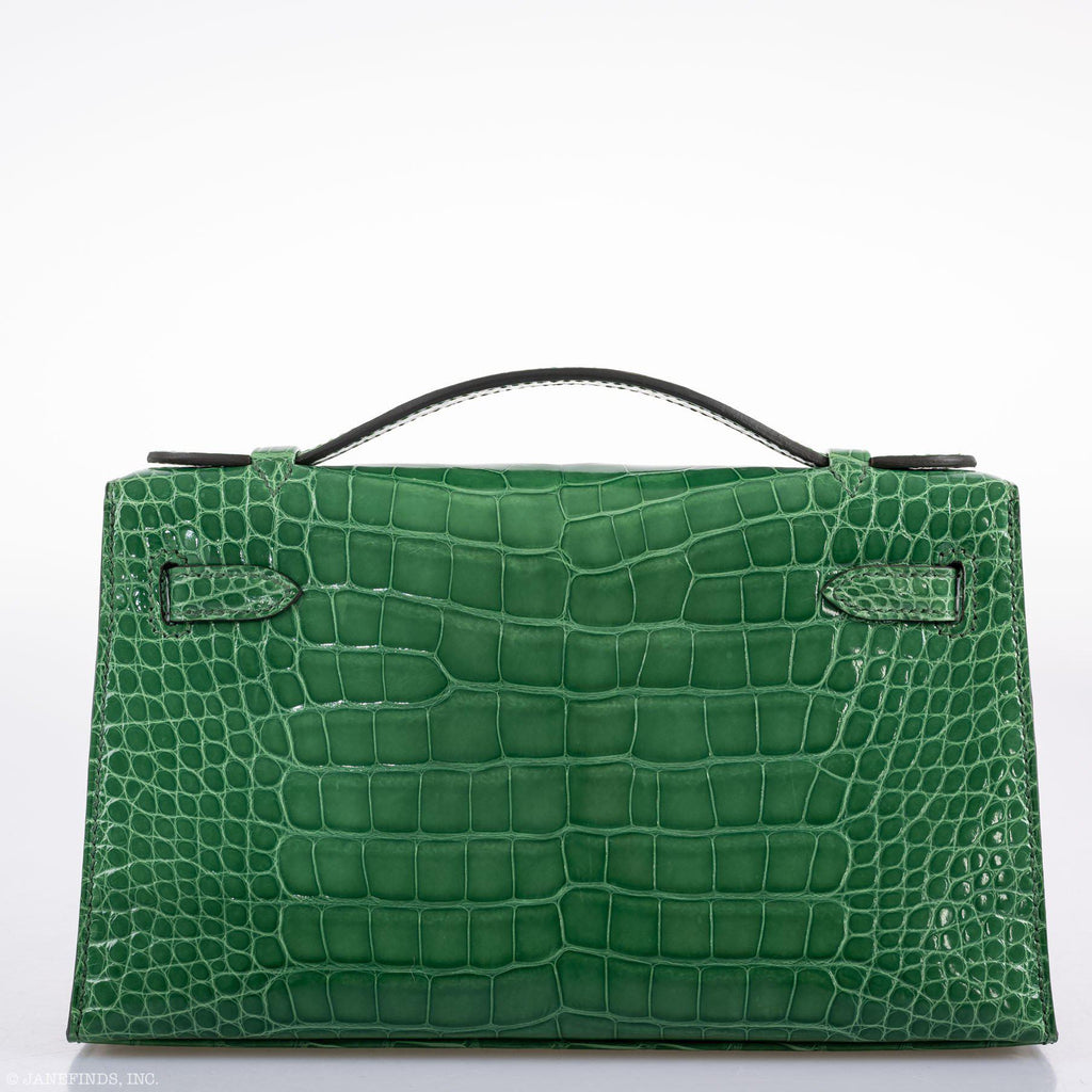 Hermes Kelly Pochette Cactus Alligator, product detail view 5