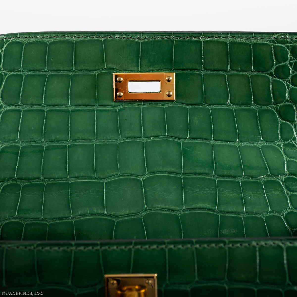 Hermes Kelly Pochette Cactus Alligator, product detail view 7